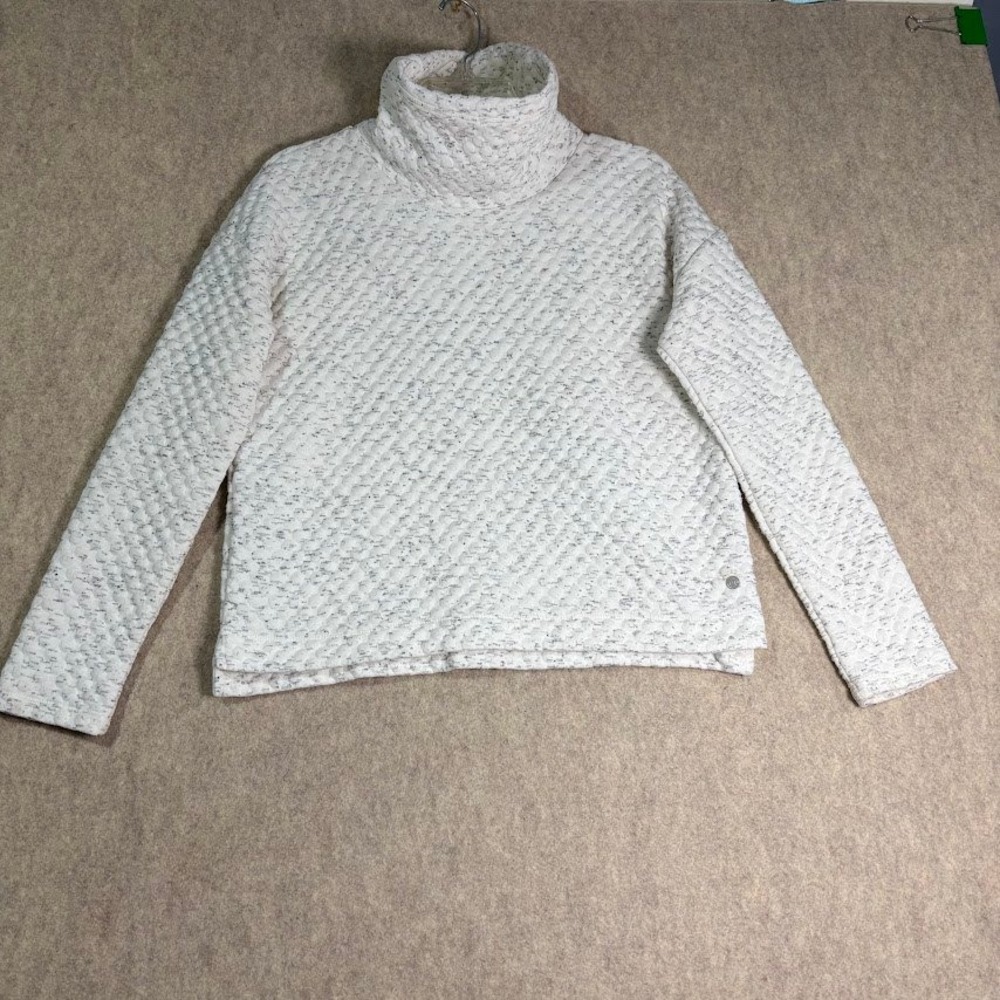 Apana Quilted Pullover Sweatshirt Womens Small White Funnel Neck Cozy Athleisure